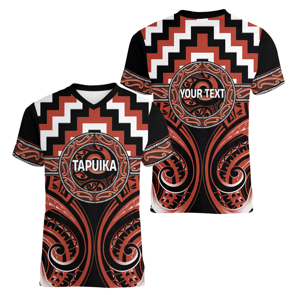 Aotearoa Tapuika Personalised Women V-Neck T-Shirt Maori Iwi Poutama Puhoro Tattoo