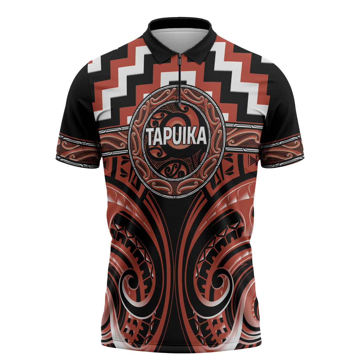 Aotearoa Tapuika Personalised Zipper Polo Shirt Maori Iwi Poutama Puhoro Tattoo