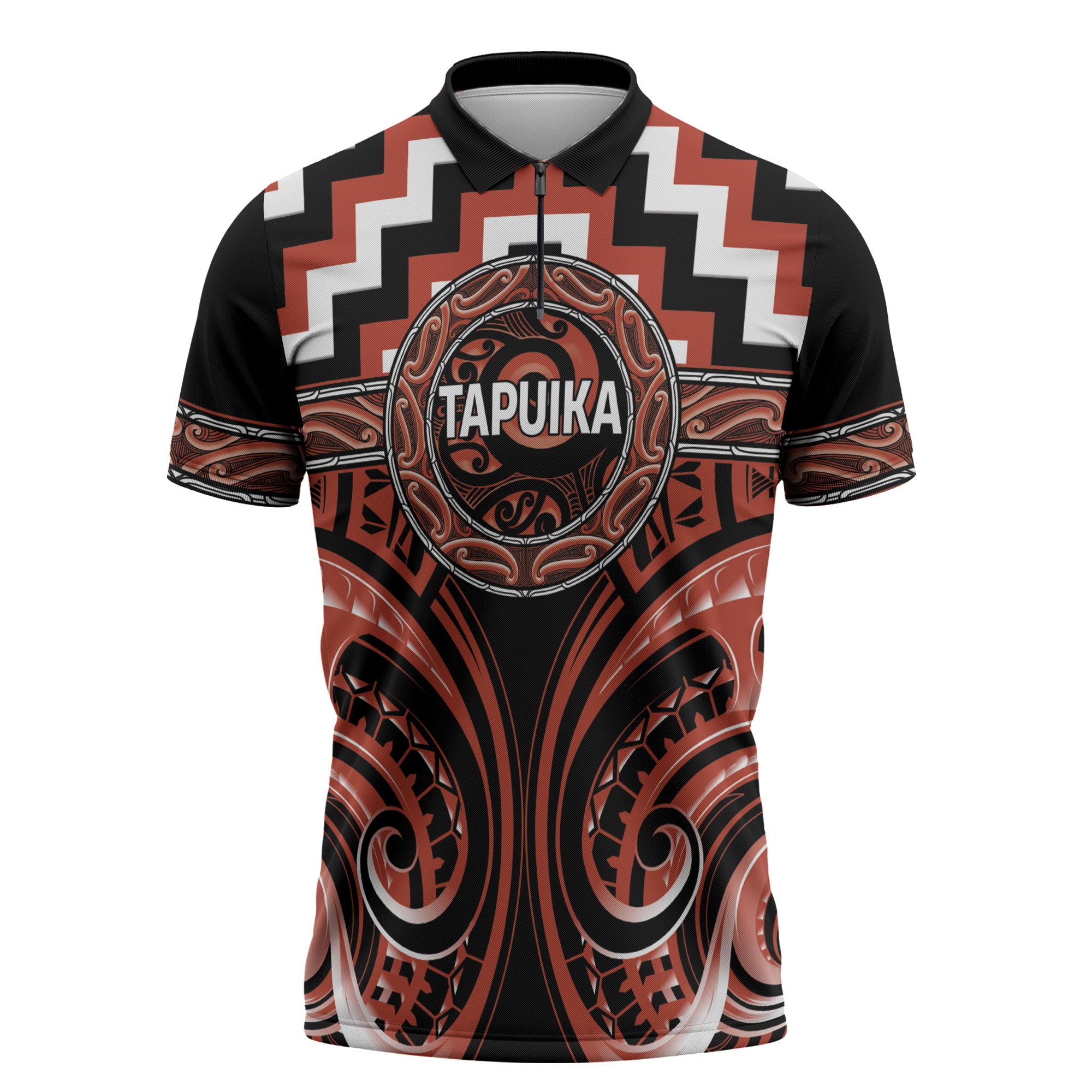 Aotearoa Tapuika Personalised Zipper Polo Shirt Maori Iwi Poutama Puhoro Tattoo