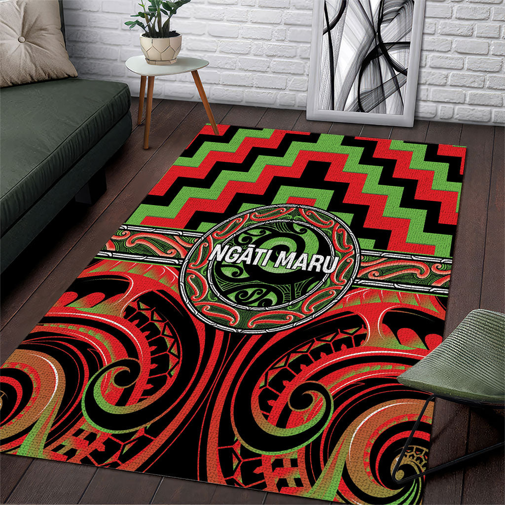 Aotearoa Ngati Maru Area Rug Maori Iwi Poutama Puhoro Tattoo