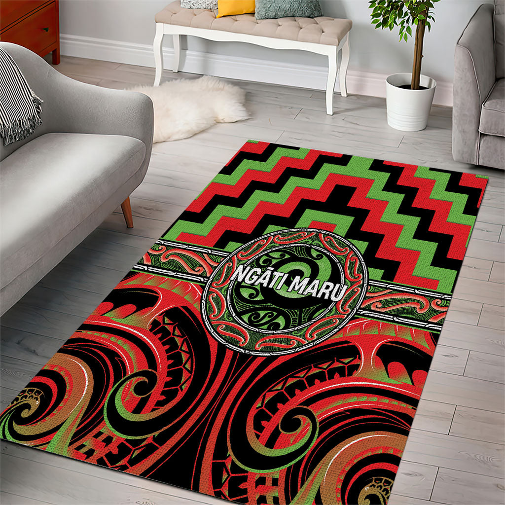 Aotearoa Ngati Maru Area Rug Maori Iwi Poutama Puhoro Tattoo