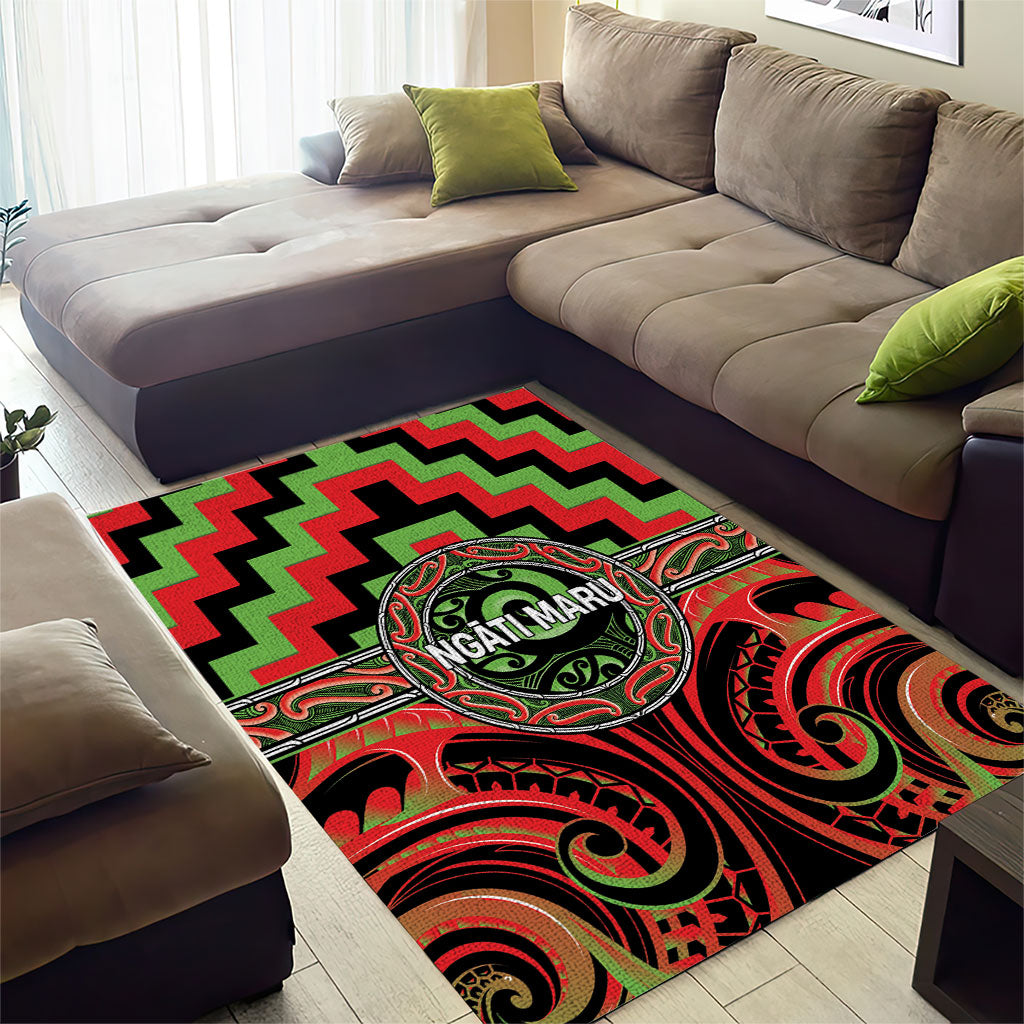 Aotearoa Ngati Maru Area Rug Maori Iwi Poutama Puhoro Tattoo
