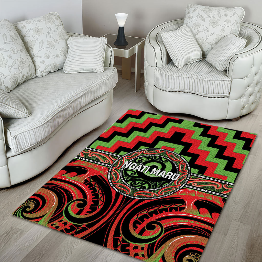 Aotearoa Ngati Maru Area Rug Maori Iwi Poutama Puhoro Tattoo
