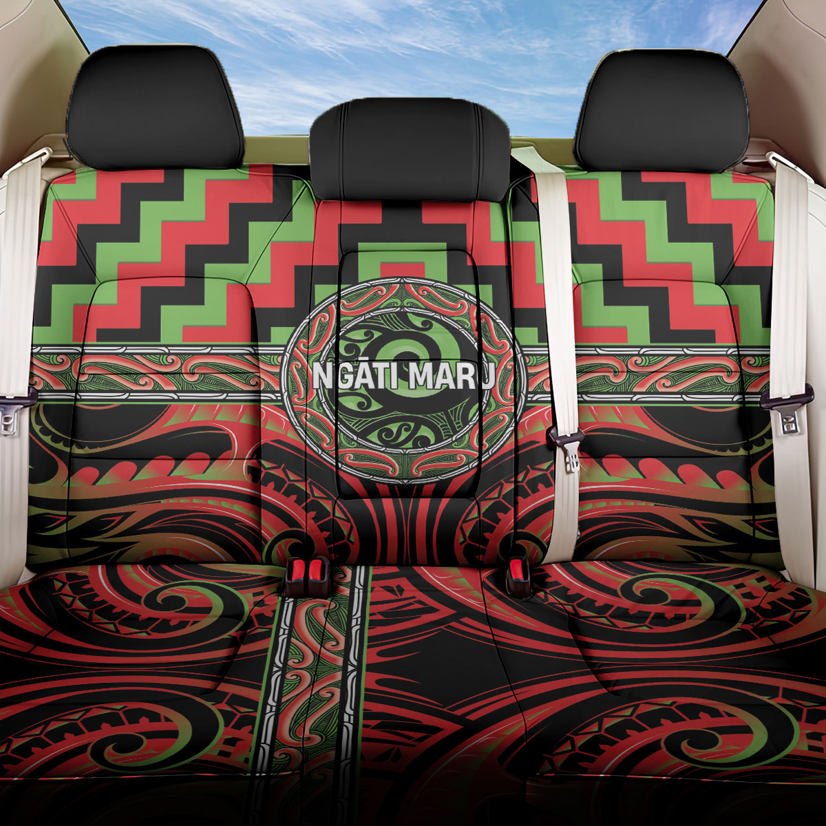 Aotearoa Ngati Maru Back Car Seat Cover Maori Iwi Poutama Puhoro Tattoo