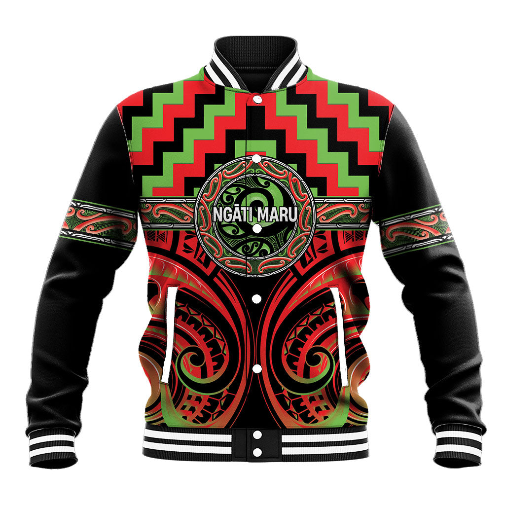 Aotearoa Ngati Maru Personalised Baseball Jacket Maori Iwi Poutama Puhoro Tattoo