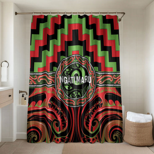 Aotearoa Ngati Maru Bathroom Set Maori Iwi Poutama Puhoro Tattoo