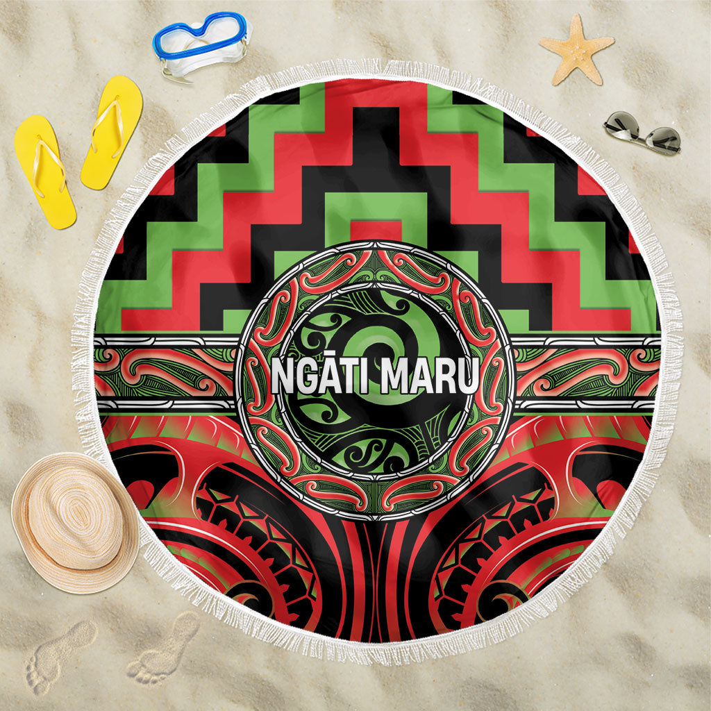 Aotearoa Ngati Maru Beach Blanket Maori Iwi Poutama Puhoro Tattoo