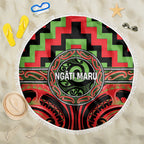 Aotearoa Ngati Maru Beach Blanket Maori Iwi Poutama Puhoro Tattoo