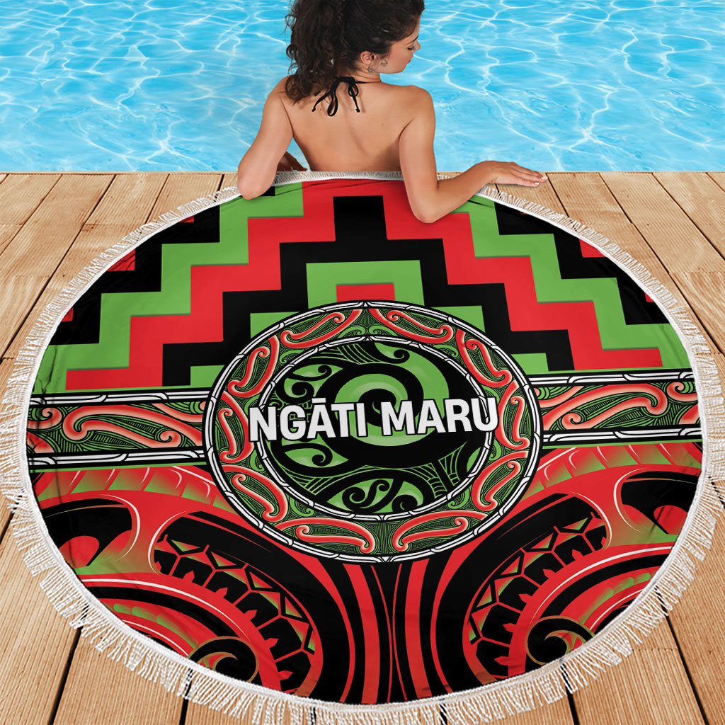 Aotearoa Ngati Maru Beach Blanket Maori Iwi Poutama Puhoro Tattoo