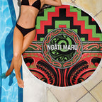 Aotearoa Ngati Maru Beach Blanket Maori Iwi Poutama Puhoro Tattoo