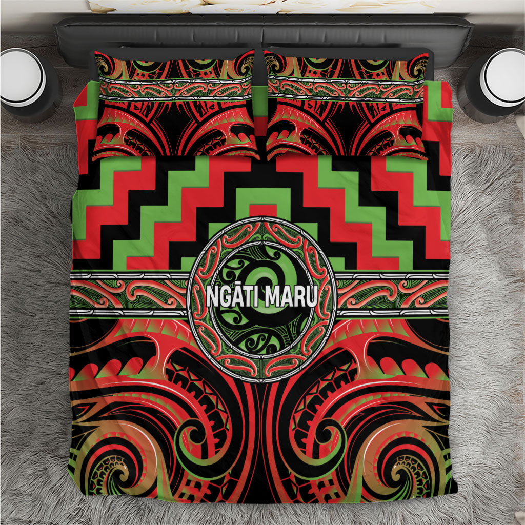 Aotearoa Ngati Maru Bedding Set Maori Iwi Poutama Puhoro Tattoo
