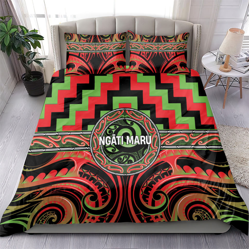 Aotearoa Ngati Maru Bedding Set Maori Iwi Poutama Puhoro Tattoo