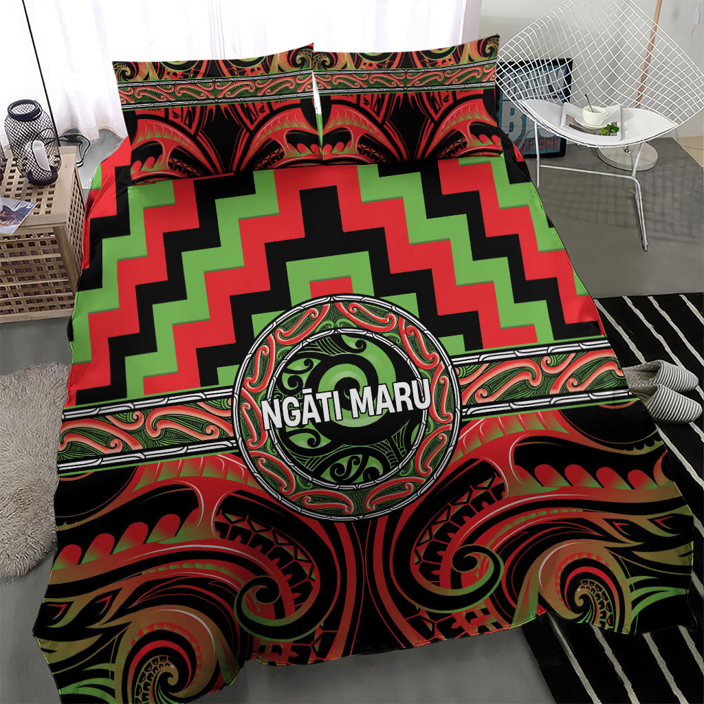 Aotearoa Ngati Maru Bedding Set Maori Iwi Poutama Puhoro Tattoo