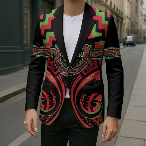 Aotearoa Ngati Maru Personalised Blazer Maori Iwi Poutama Puhoro Tattoo
