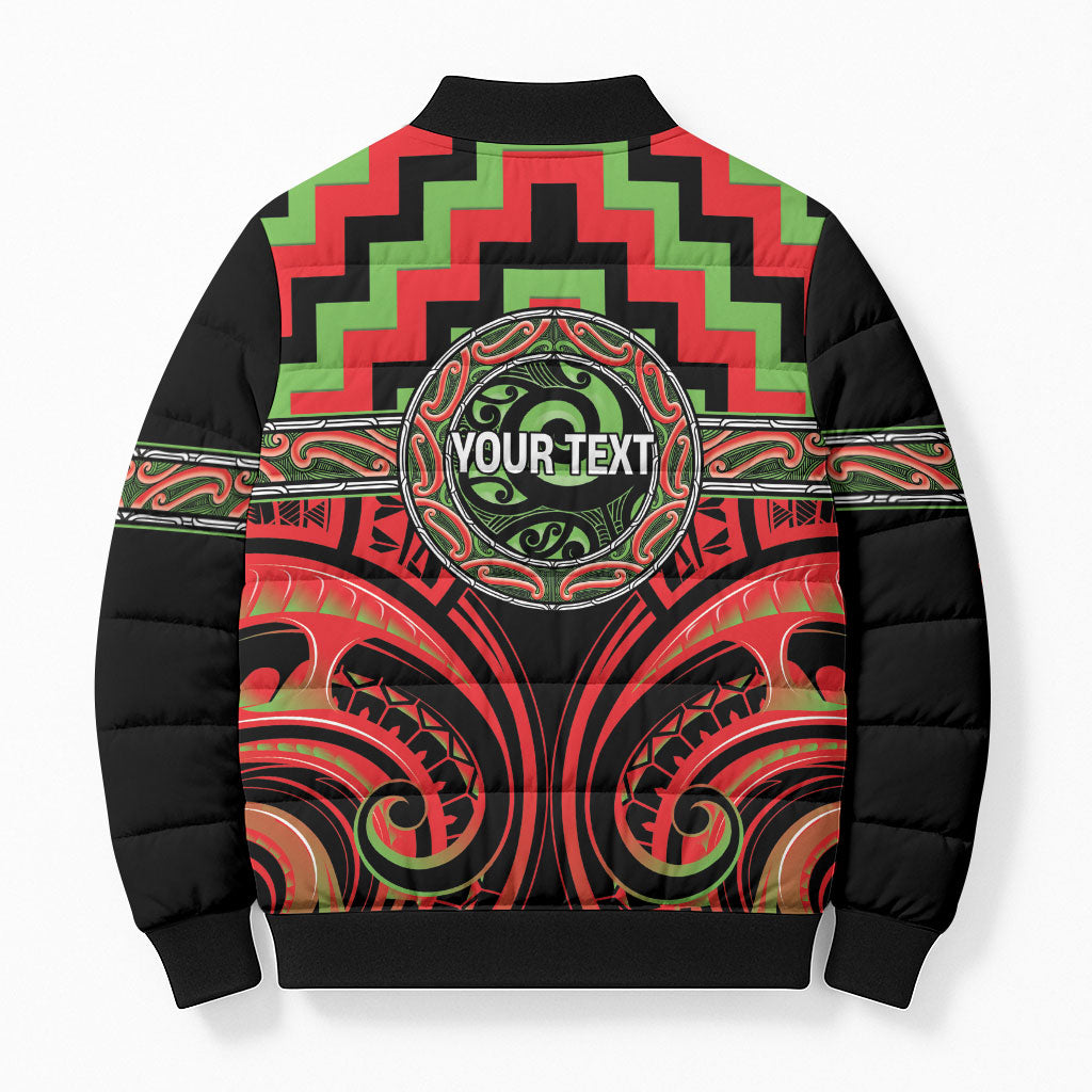 Aotearoa Ngati Maru Personalised Bomber Puffer Jacket Maori Iwi Poutama Puhoro Tattoo