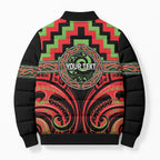 Aotearoa Ngati Maru Personalised Bomber Puffer Jacket Maori Iwi Poutama Puhoro Tattoo
