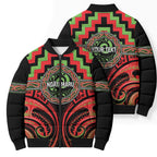 Aotearoa Ngati Maru Personalised Bomber Puffer Jacket Maori Iwi Poutama Puhoro Tattoo