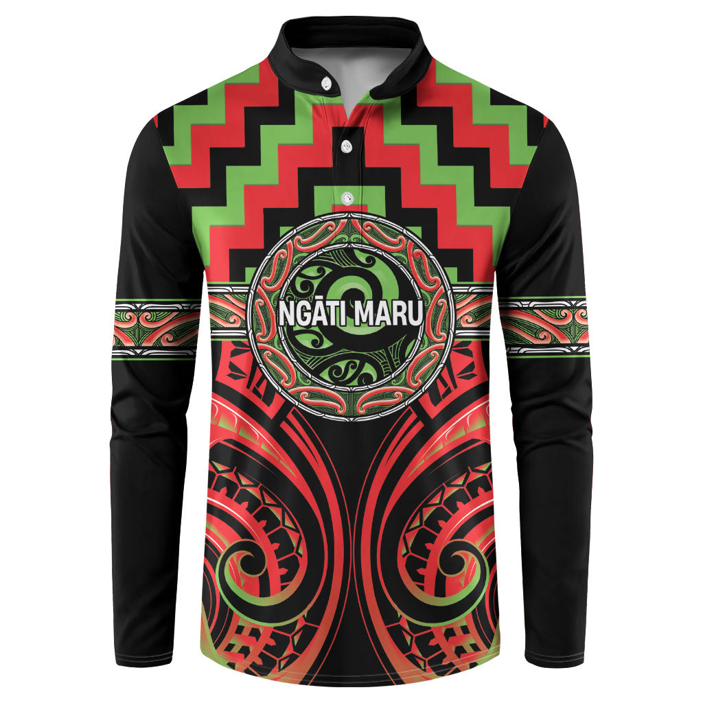 Aotearoa Ngati Maru Personalised Button Sweatshirt Maori Iwi Poutama Puhoro Tattoo