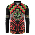 Aotearoa Ngati Maru Personalised Button Sweatshirt Maori Iwi Poutama Puhoro Tattoo