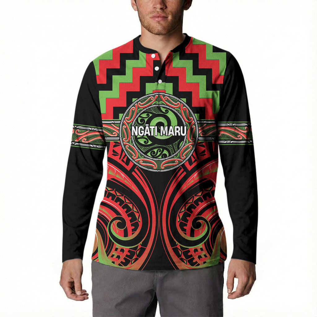 Aotearoa Ngati Maru Personalised Button Sweatshirt Maori Iwi Poutama Puhoro Tattoo