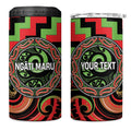 Aotearoa Ngati Maru Personalised 4 in 1 Can Cooler Tumbler Maori Iwi Poutama Puhoro Tattoo