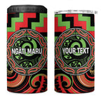 Aotearoa Ngati Maru Personalised 4 in 1 Can Cooler Tumbler Maori Iwi Poutama Puhoro Tattoo