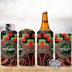 Aotearoa Ngati Maru Personalised 4 in 1 Can Cooler Tumbler Maori Iwi Poutama Puhoro Tattoo