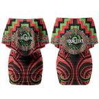 Aotearoa Ngati Maru Personalised Couples Matching Off Shoulder Short Dress and Long Sleeve Button Shirt Maori Iwi Poutama Puhoro Tattoo