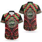 Aotearoa Ngati Maru Personalised Couples Matching Puletasi and Hawaiian Shirt Maori Iwi Poutama Puhoro Tattoo
