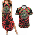 Aotearoa Ngati Maru Personalised Couples Matching Summer Maxi Dress and Hawaiian Shirt Maori Iwi Poutama Puhoro Tattoo