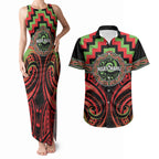 Aotearoa Ngati Maru Personalised Couples Matching Tank Maxi Dress and Hawaiian Shirt Maori Iwi Poutama Puhoro Tattoo