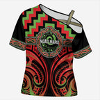 Aotearoa Ngati Maru Personalised Cross Shoulder Shirt Maori Iwi Poutama Puhoro Tattoo