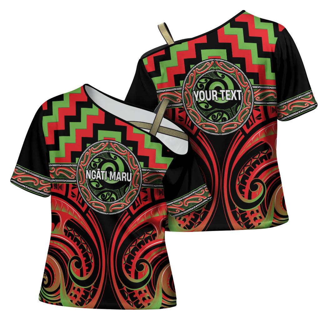 Aotearoa Ngati Maru Personalised Cross Shoulder Shirt Maori Iwi Poutama Puhoro Tattoo