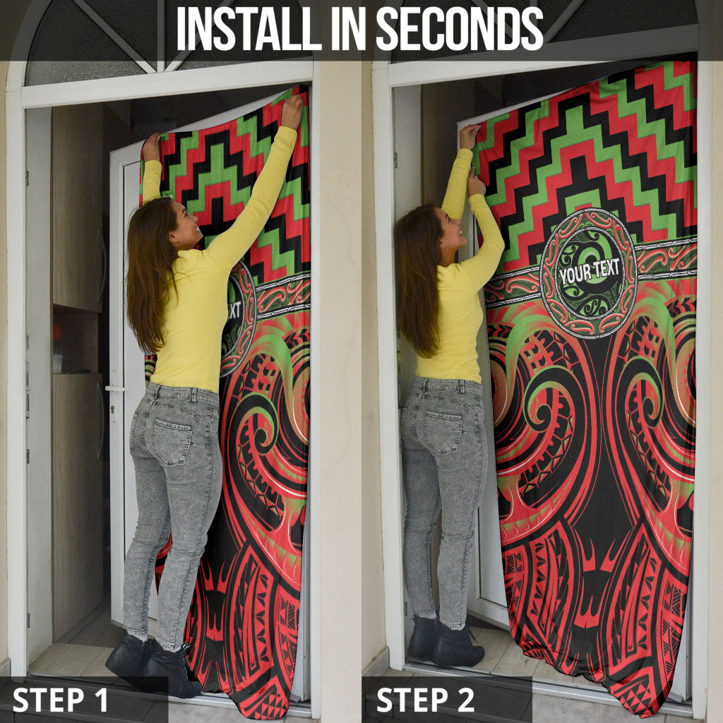Aotearoa Ngati Maru Personalised Door Cover Maori Iwi Poutama Puhoro Tattoo
