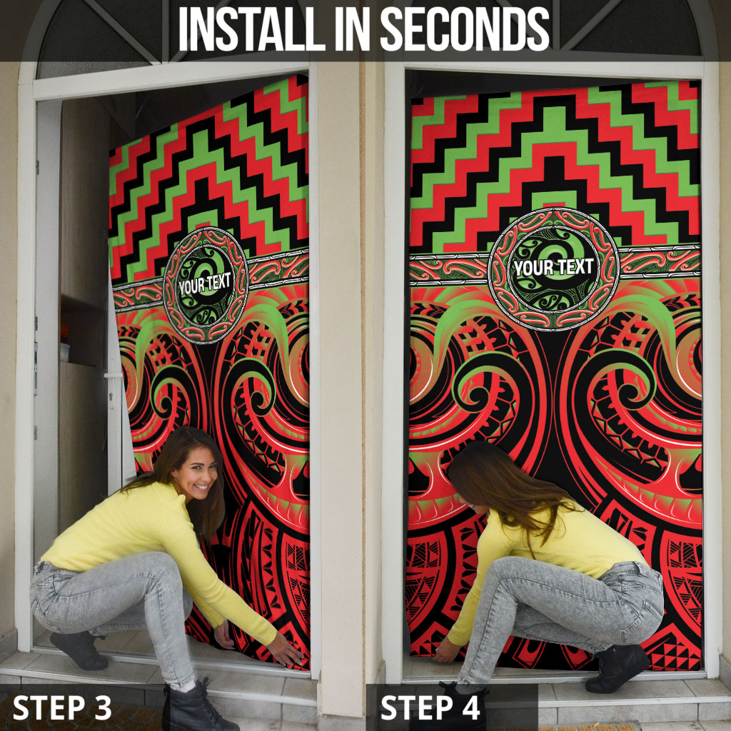 Aotearoa Ngati Maru Personalised Door Cover Maori Iwi Poutama Puhoro Tattoo