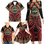Aotearoa Ngati Maru Personalised Family Matching Long Sleeve Bodycon Dress and Hawaiian Shirt Maori Iwi Poutama Puhoro Tattoo