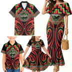Aotearoa Ngati Maru Personalised Family Matching Mermaid Dress and Hawaiian Shirt Maori Iwi Poutama Puhoro Tattoo