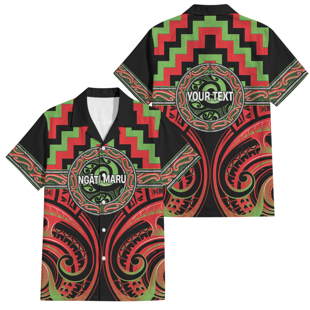 Aotearoa Ngati Maru Personalised Family Matching Off The Shoulder Long Sleeve Dress and Hawaiian Shirt Maori Iwi Poutama Puhoro Tattoo