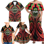 Aotearoa Ngati Maru Personalised Family Matching Off Shoulder Maxi Dress and Hawaiian Shirt Maori Iwi Poutama Puhoro Tattoo