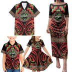 Aotearoa Ngati Maru Personalised Family Matching Puletasi and Hawaiian Shirt Maori Iwi Poutama Puhoro Tattoo