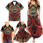 Aotearoa Ngati Maru Personalised Family Matching Summer Maxi Dress and Hawaiian Shirt Maori Iwi Poutama Puhoro Tattoo