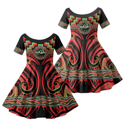 Aotearoa Ngati Maru Personalised Family Matching Summer Maxi Dress and Hawaiian Shirt Maori Iwi Poutama Puhoro Tattoo