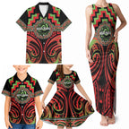 Aotearoa Ngati Maru Personalised Family Matching Tank Maxi Dress and Hawaiian Shirt Maori Iwi Poutama Puhoro Tattoo