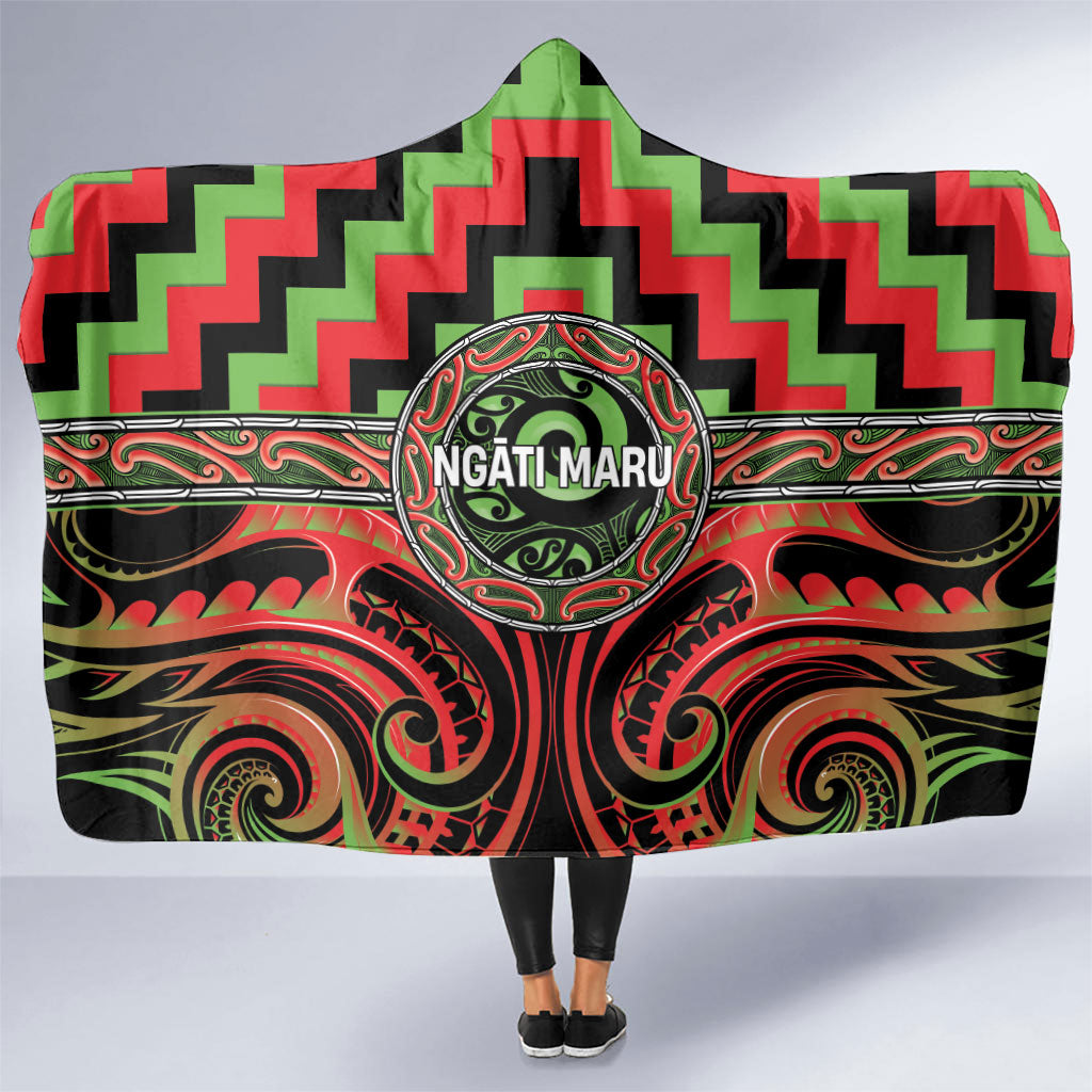 Aotearoa Ngati Maru Hooded Blanket Maori Iwi Poutama Puhoro Tattoo