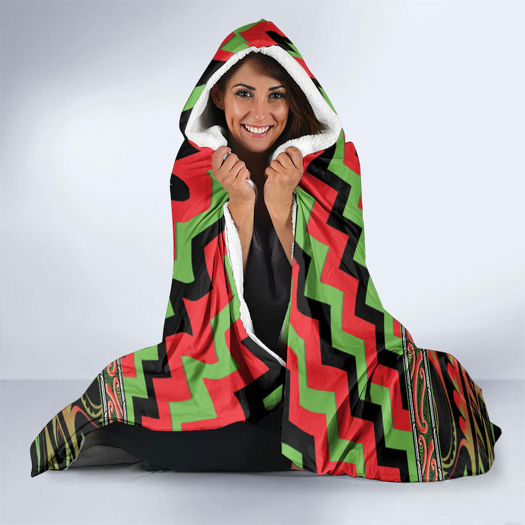 Aotearoa Ngati Maru Hooded Blanket Maori Iwi Poutama Puhoro Tattoo