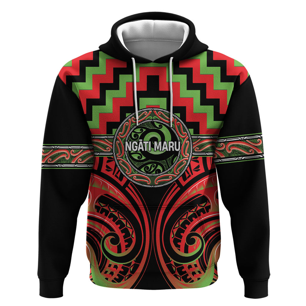 Aotearoa Ngati Maru Personalised Hoodie Maori Iwi Poutama Puhoro Tattoo