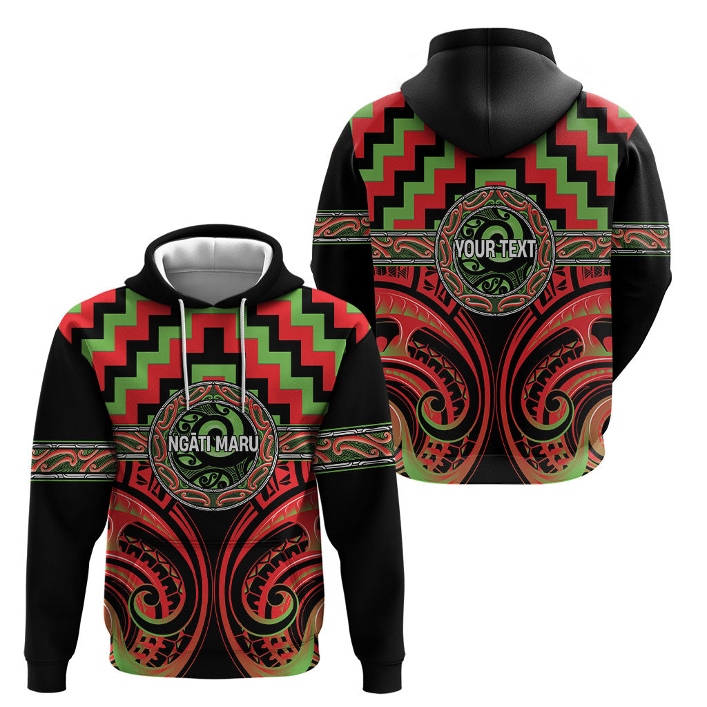 Aotearoa Ngati Maru Personalised Hoodie Maori Iwi Poutama Puhoro Tattoo