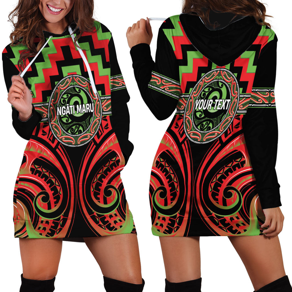 Aotearoa Ngati Maru Personalised Hoodie Dress Maori Iwi Poutama Puhoro Tattoo