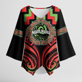 Aotearoa Ngati Maru Personalised Kimono Sleeve Blouse Maori Iwi Poutama Puhoro Tattoo