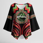 Aotearoa Ngati Maru Personalised Kimono Sleeve Blouse Maori Iwi Poutama Puhoro Tattoo